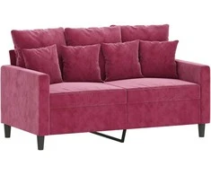Sofa Sofos komplektas su pagalvėlėmis, 3 dalių, vyno, aksomas