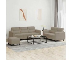 Sofa Sofos komplektas su pagalvėlėmis, 3 dalių, taupe, audinys