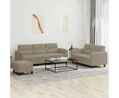 Sofa Sofos komplektas su pagalvėlėmis, 3 dalių, taupe, audinys