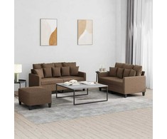 Sofa Sofos komplektas su pagalvėlėmis, 3 dalių, rudas, audinys