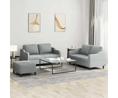 Sofa Sofos komplektas su pagalvėlėmis, 3 dalių, pilkas, audinys