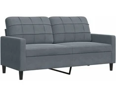 Sofa Sofos komplektas su pagalvėlėmis, 3 dalių, pilkas, aksomas