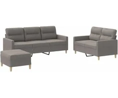 Sofa Sofos komplektas su pagalvėlėmis, 3 dalių, taupe, audinys