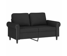 Sofa Sofos komplektas su pagalvėlėmis, 3 dalių, juodas, aksomas