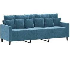Sofa Sofos komplektas su pagalvėlėmis, 3 dalių, mėlynas, aksomas