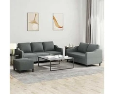 Sofa Sofos komplektas su pagalvėlėmis, 3 dalių, pilkas, audinys