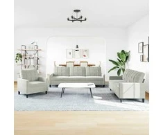 Sofa Sofos komplektas su pagalvėlėmis, 3 dalių, pilkas, aksomas