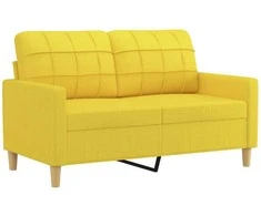 Sofa Sofos komplektas su pagalvėlėmis, 3 dalių, geltonas, audinys