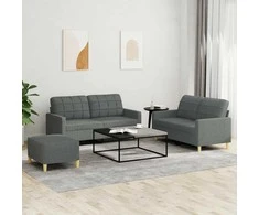 Sofa Sofos komplektas su pagalvėlėmis, 3 dalių, pilkas, audinys