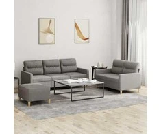Sofa Sofos komplektas su pagalvėlėmis, 3 dalių, taupe, audinys