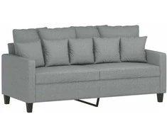 Sofa Sofos komplektas su pagalvėlėmis, 3 dalių, pilkas, audinys