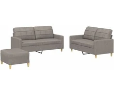 Sofa Sofos komplektas su pagalvėlėmis, 3 dalių, taupe, audinys