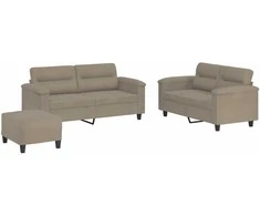 Sofa Sofos komplektas su pagalvėlėmis, 3 dalių, taupe, audinys