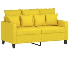 Sofa Sofos komplektas su pagalvėlėmis, 3 dalių, geltonas, audinys