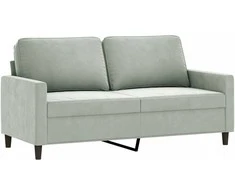 Sofa Sofos komplektas su pagalvėlėmis, 3 dalių, pilkas, aksomas