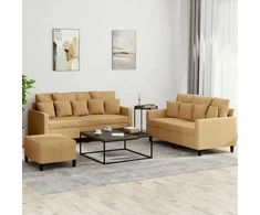 Sofa Sofos komplektas su pagalvėlėmis, 3 dalių, rudas, aksomas
