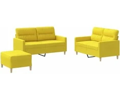 Sofa Sofos komplektas su pagalvėlėmis, 3 dalių, geltonas, audinys