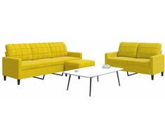 Sofa Sofos komplektas su pagalvėlėmis, 3 dalių, geltonas, aksomas