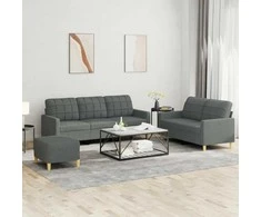 Sofa Sofos komplektas su pagalvėlėmis, 3 dalių, pilkas, audinys
