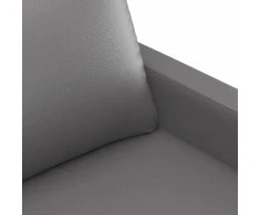 Sofa Sofos komplektas su pagalvėlėmis, 3 dalių, pilkas, dirbtinė oda