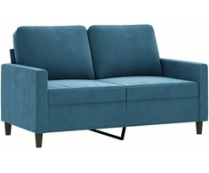 Sofa Sofos komplektas su pagalvėlėmis, 3 dalių, mėlynas, aksomas