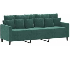 Sofa Sofos komplektas su pagalvėlėmis, 3 dalių, žalias, aksomas