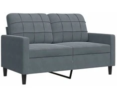 Sofa Sofos komplektas su pagalvėlėmis, 3 dalių, pilkas, aksomas