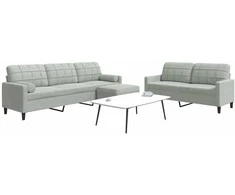 Sofa Sofos komplektas su pagalvėlėmis, 3 dalių, pilkas, aksomas