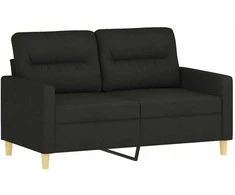 Sofa Sofos komplektas su pagalvėlėmis, 3 dalių, juodas, audinys