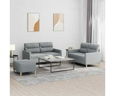 Sofa Sofos komplektas su pagalvėlėmis, 3 dalių, pilkas, audinys