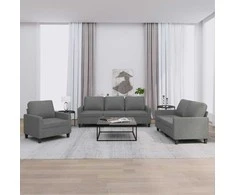 Sofa Sofos komplektas su pagalvėlėmis, 3 dalių, pilkas, audinys
