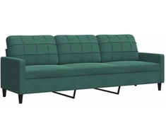 Sofa Sofos komplektas su pagalvėlėmis, 3 dalių, žalias, aksomas