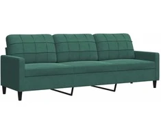 Sofa Sofos komplektas su pagalvėlėmis, 3 dalių, žalias, aksomas