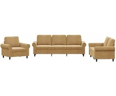 Sofa Sofos komplektas su pagalvėlėmis, 3 dalių, rudas, aksomas