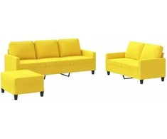Sofa Sofos komplektas su pagalvėlėmis, 3 dalių, geltonas, audinys