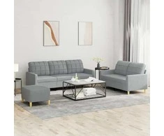 Sofa Sofos komplektas su pagalvėlėmis, 3 dalių, pilkas, audinys