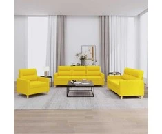 Sofa Sofos komplektas su pagalvėlėmis, 3 dalių, geltonas, audinys