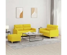 Sofa Sofos komplektas su pagalvėlėmis, 3 dalių, geltonas, audinys