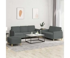 Sofa Sofos komplektas su pagalvėlėmis, 3 dalių, pilkas, audinys