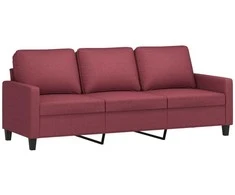 Sofa Sofos komplektas su pagalvėlėmis, 3 dalių, vyno, audinys