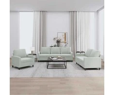Sofa Sofos komplektas su pagalvėlėmis, 3 dalių, pilkas, aksomas