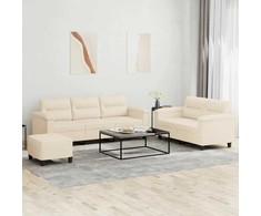 Sofa Sofos komplektas su pagalvėlėmis, 3 dalių, smėlio, audinys