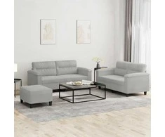 Sofa Sofos komplektas su pagalvėlėmis, 3 dalių, pilkas, audinys