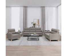 Sofa Sofos komplektas su pagalvėlėmis, 3 dalių, taupe, audinys