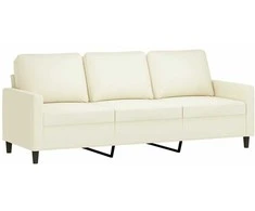 Sofa Sofos komplektas su pagalvėlėmis, 3 dalių, kreminis, aksomas