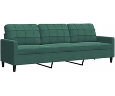 Sofa Sofos komplektas su pagalvėlėmis, 3 dalių, žalias, aksomas