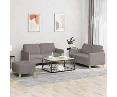 Sofa Sofos komplektas su pagalvėlėmis, 3 dalių, taupe, audinys