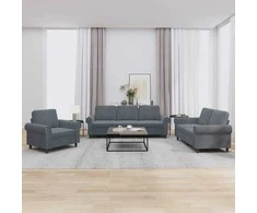 Sofa Sofos komplektas su pagalvėlėmis, 3 dalių, pilkas, aksomas
