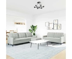 Sofa Sofos komplektas su pagalvėlėmis, 3 dalių, pilkas, aksomas
