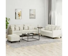 Sofa Sofos komplektas su pagalvėlėmis, 3 dalių, kreminis, aksomas